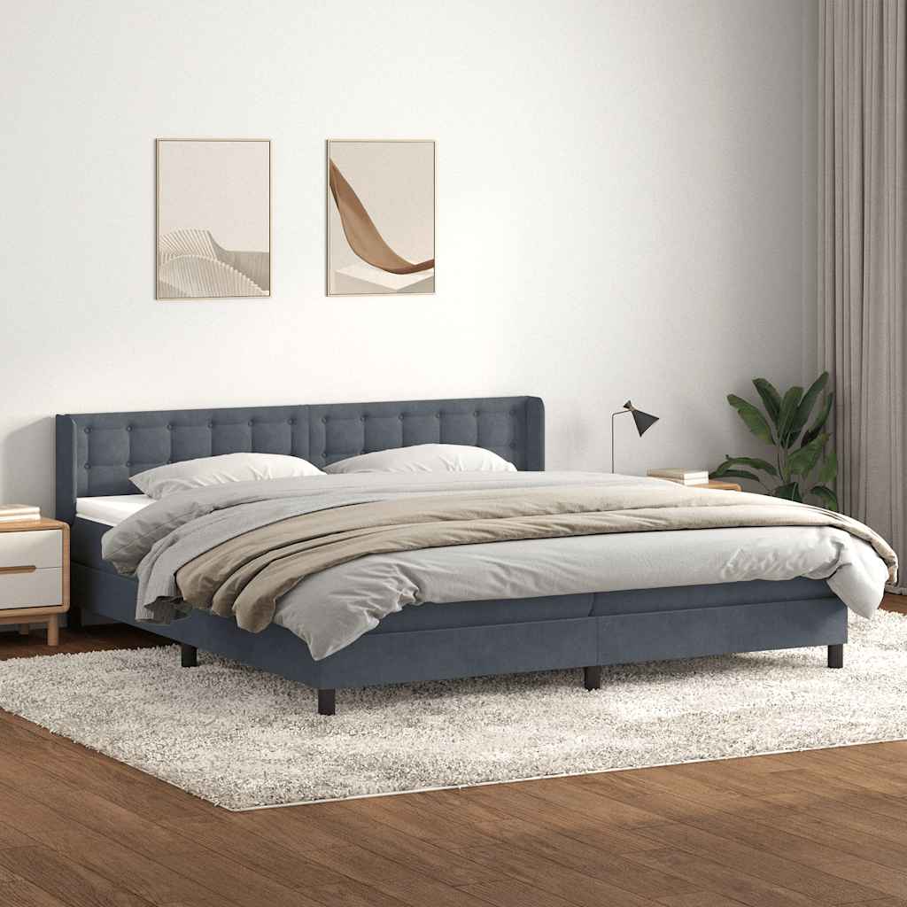 Boxspring met matras fluweel donkergrijs 200x210 cm