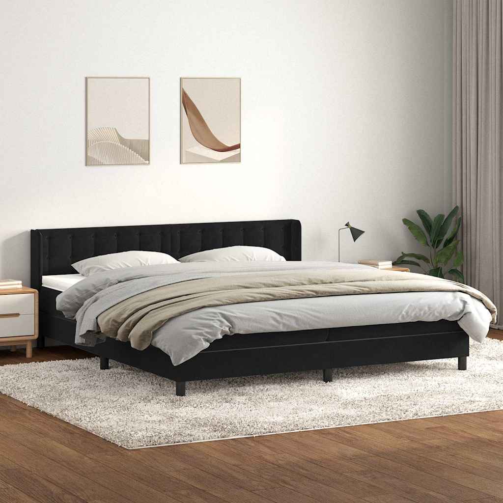 Boxspring met matras fluweel zwart 200x210 cm