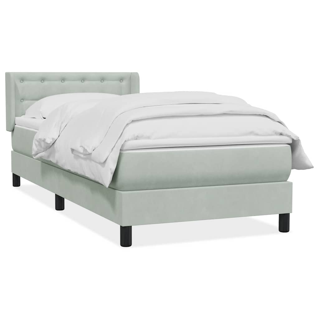 Boxspring met matras fluweel lichtgrijs 90x220 cm