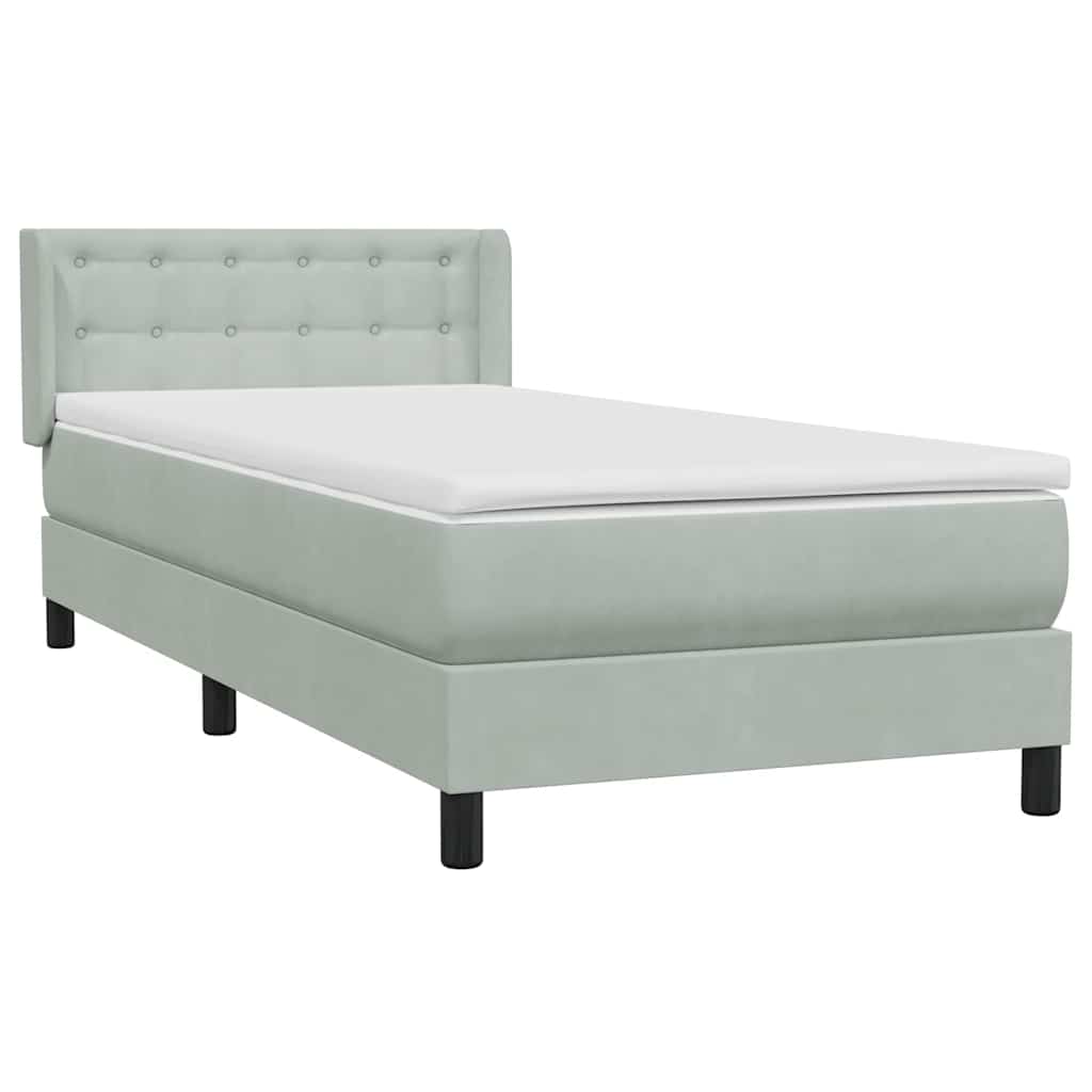 Boxspring met matras fluweel lichtgrijs 90x220 cm