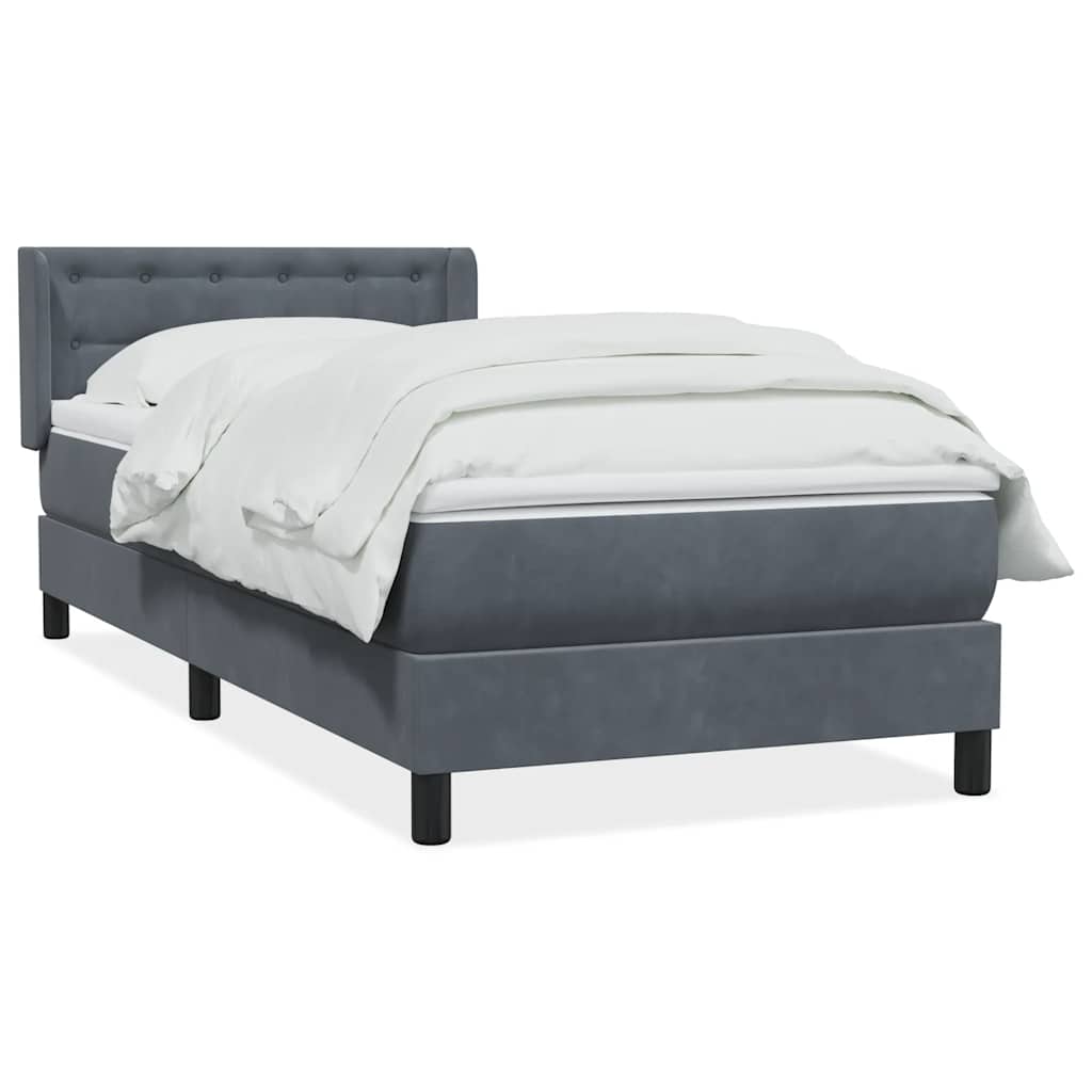 Boxspring met matras fluweel donkergrijs 90x220 cm is nu te koop bij PeponiXL, paradijselijk wonen!