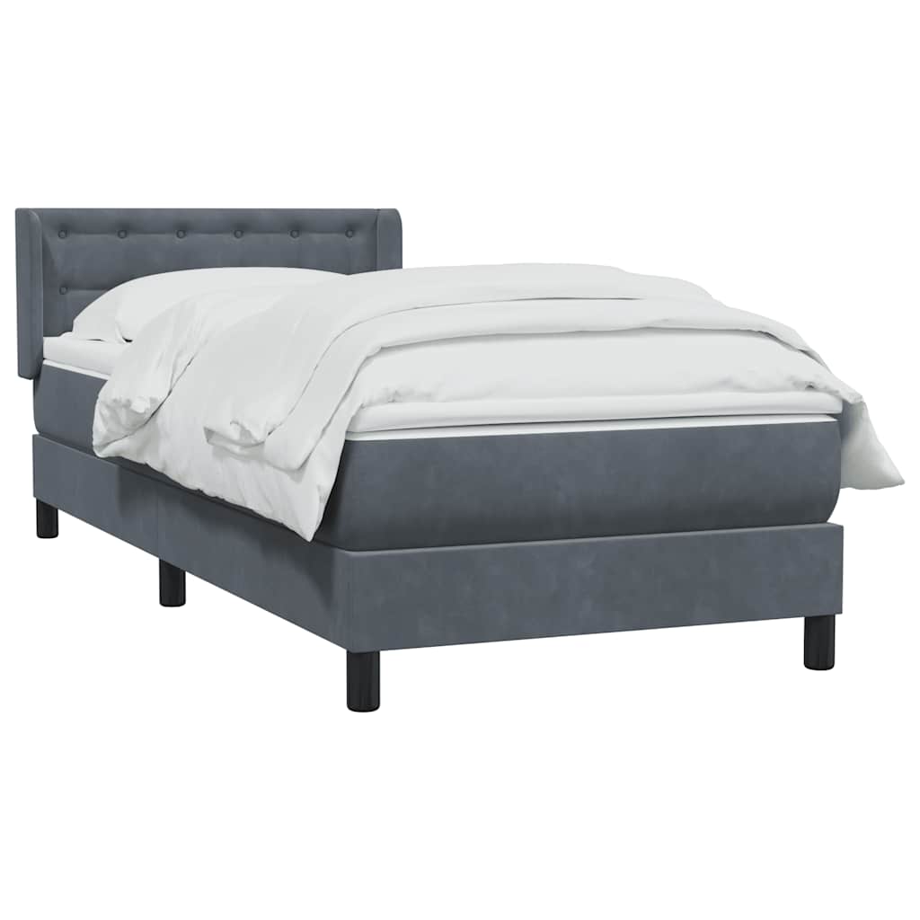 Boxspring met matras fluweel donkergrijs 90x220 cm is nu te koop bij PeponiXL, paradijselijk wonen!