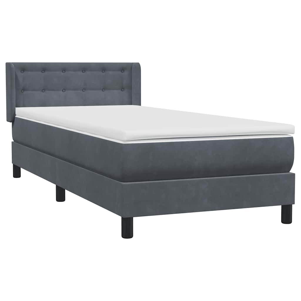 Boxspring met matras fluweel donkergrijs 90x220 cm is nu te koop bij PeponiXL, paradijselijk wonen!