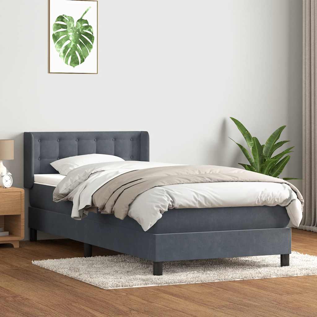 Boxspring met matras fluweel donkergrijs 90x220 cm is nu te koop bij PeponiXL, paradijselijk wonen!