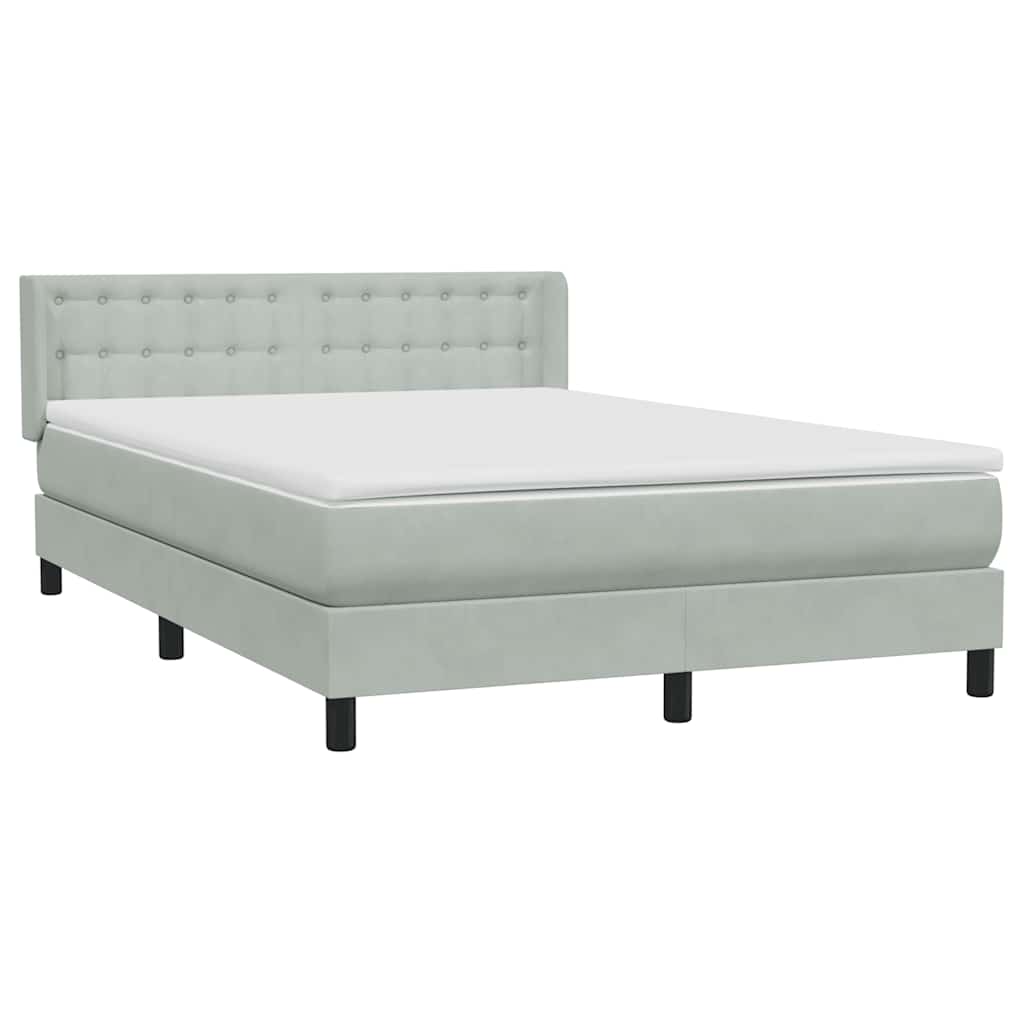 Boxspring met matras fluweel lichtgrijs 160x220 cm is nu te koop bij PeponiXL, paradijselijk wonen!
