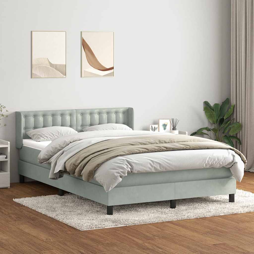 Boxspring met matras fluweel lichtgrijs 160x220 cm is nu te koop bij PeponiXL, paradijselijk wonen!