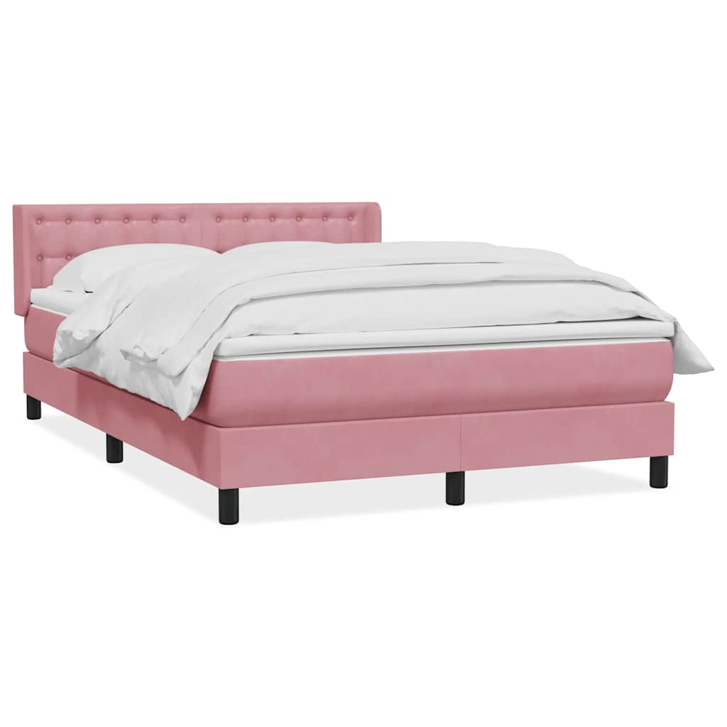 Boxspring met matras fluweel roze 160x220 cm