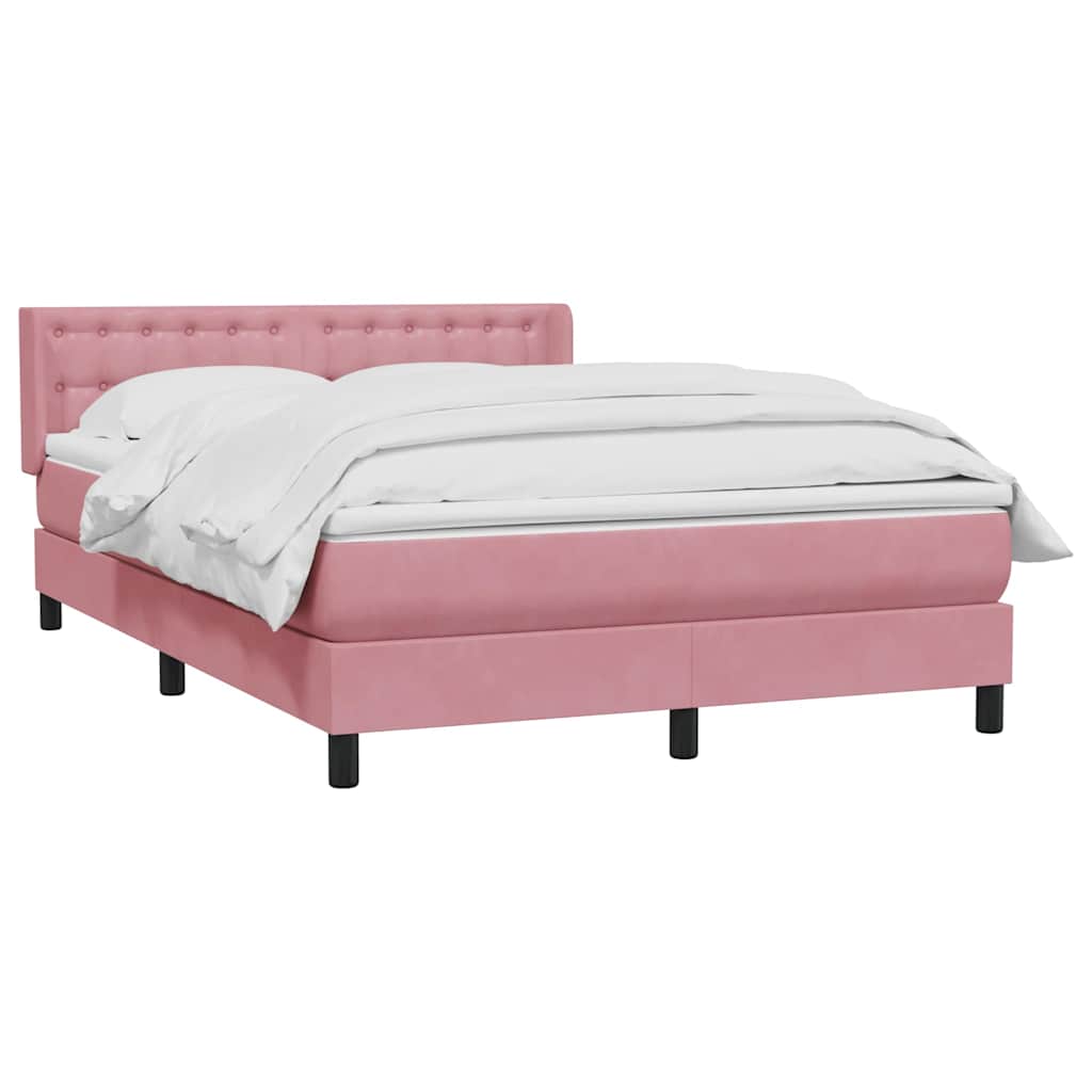 Boxspring met matras fluweel roze 160x220 cm