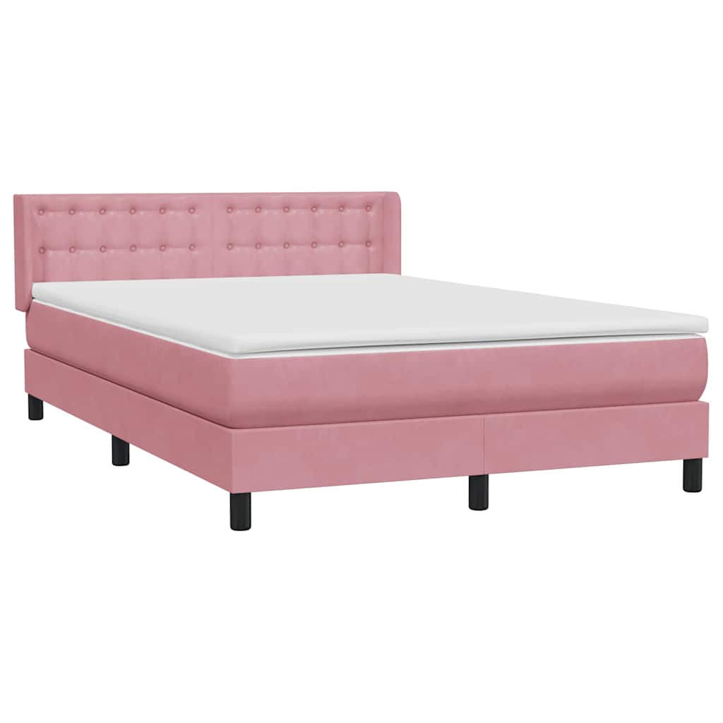 Boxspring met matras fluweel roze 160x220 cm