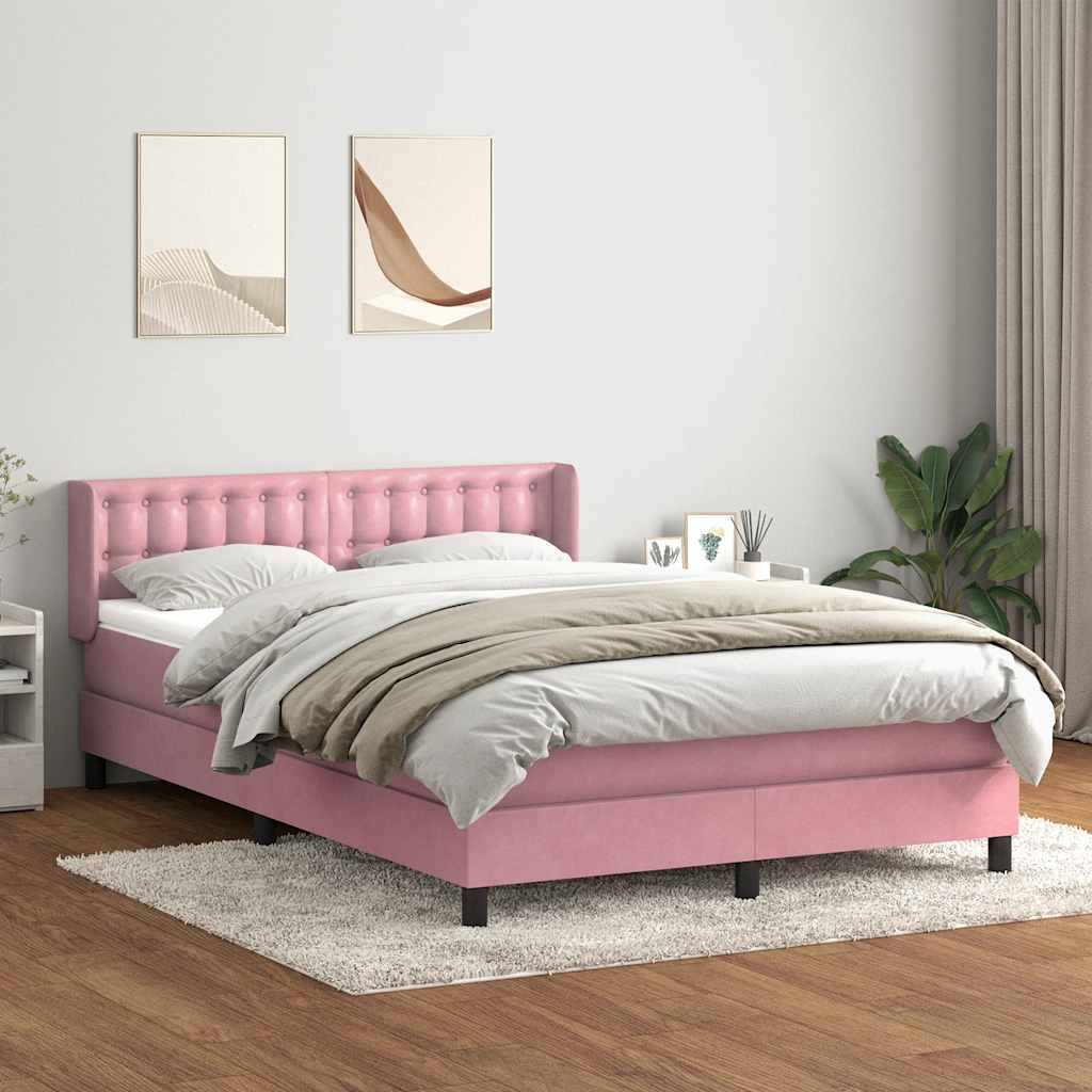 Boxspring met matras fluweel roze 160x220 cm