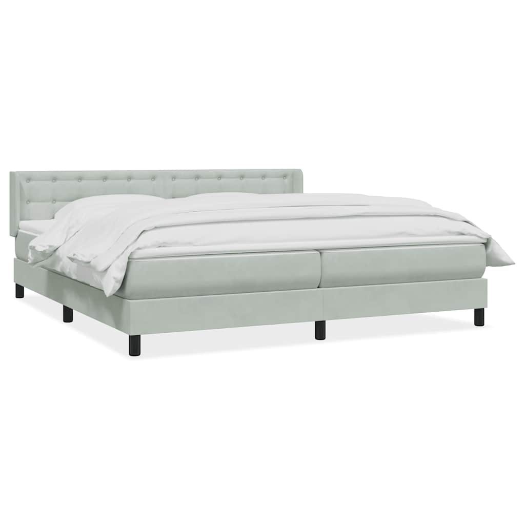 Boxspring met matras fluweel lichtgrijs 180x220 cm is nu te koop bij PeponiXL, paradijselijk wonen!