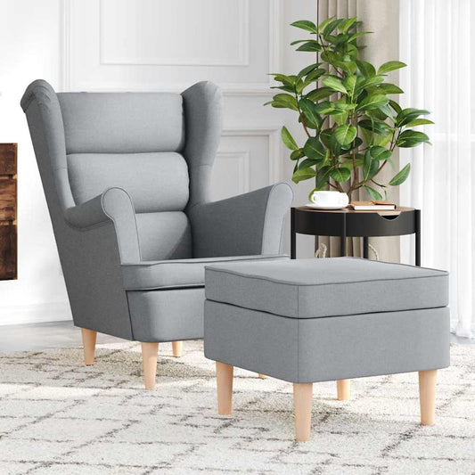Fauteuil met voetenbankje stof lichtgrijs is nu te koop bij PeponiXL, paradijselijk wonen!