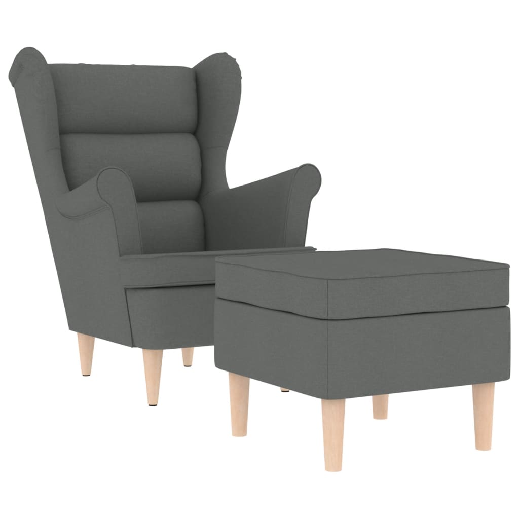 Fauteuil met voetenbankje stof donkergrijs is nu te koop bij PeponiXL, paradijselijk wonen!