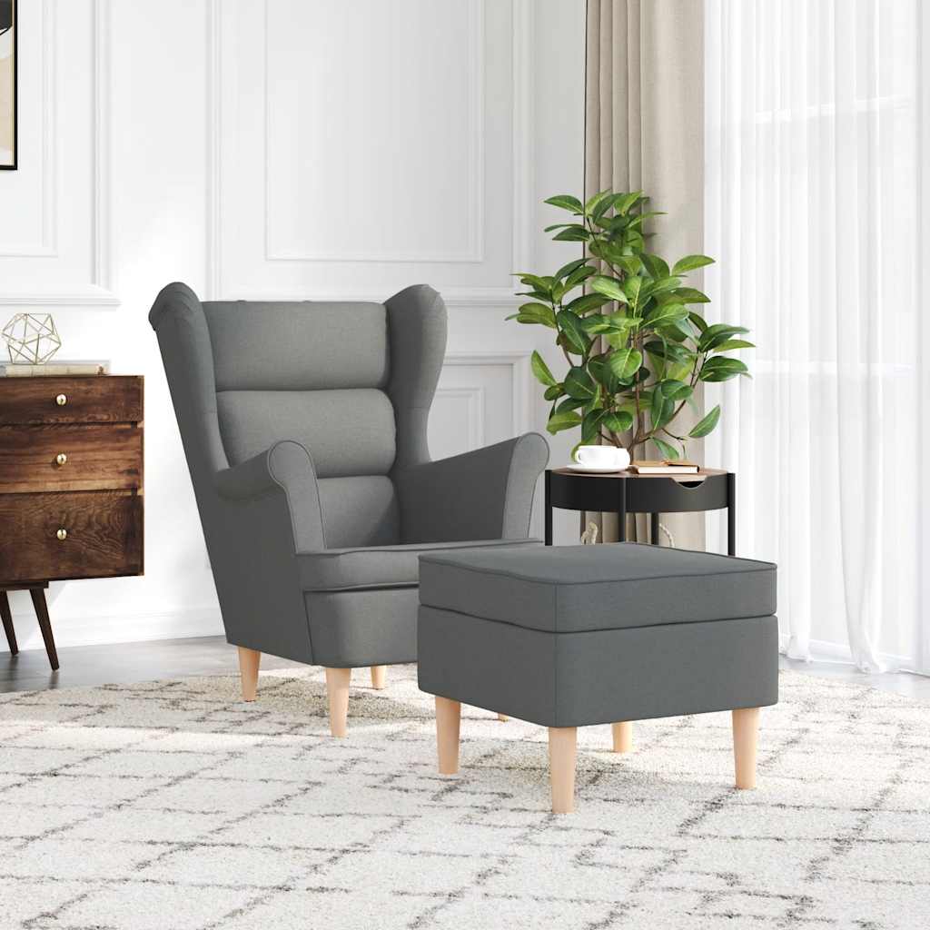 Fauteuil met voetenbankje stof donkergrijs is nu te koop bij PeponiXL, paradijselijk wonen!
