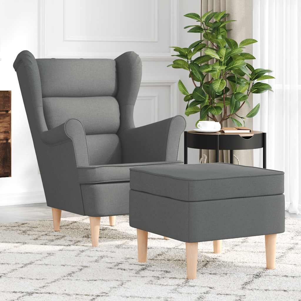 Fauteuil met voetenbankje stof donkergrijs is nu te koop bij PeponiXL, paradijselijk wonen!