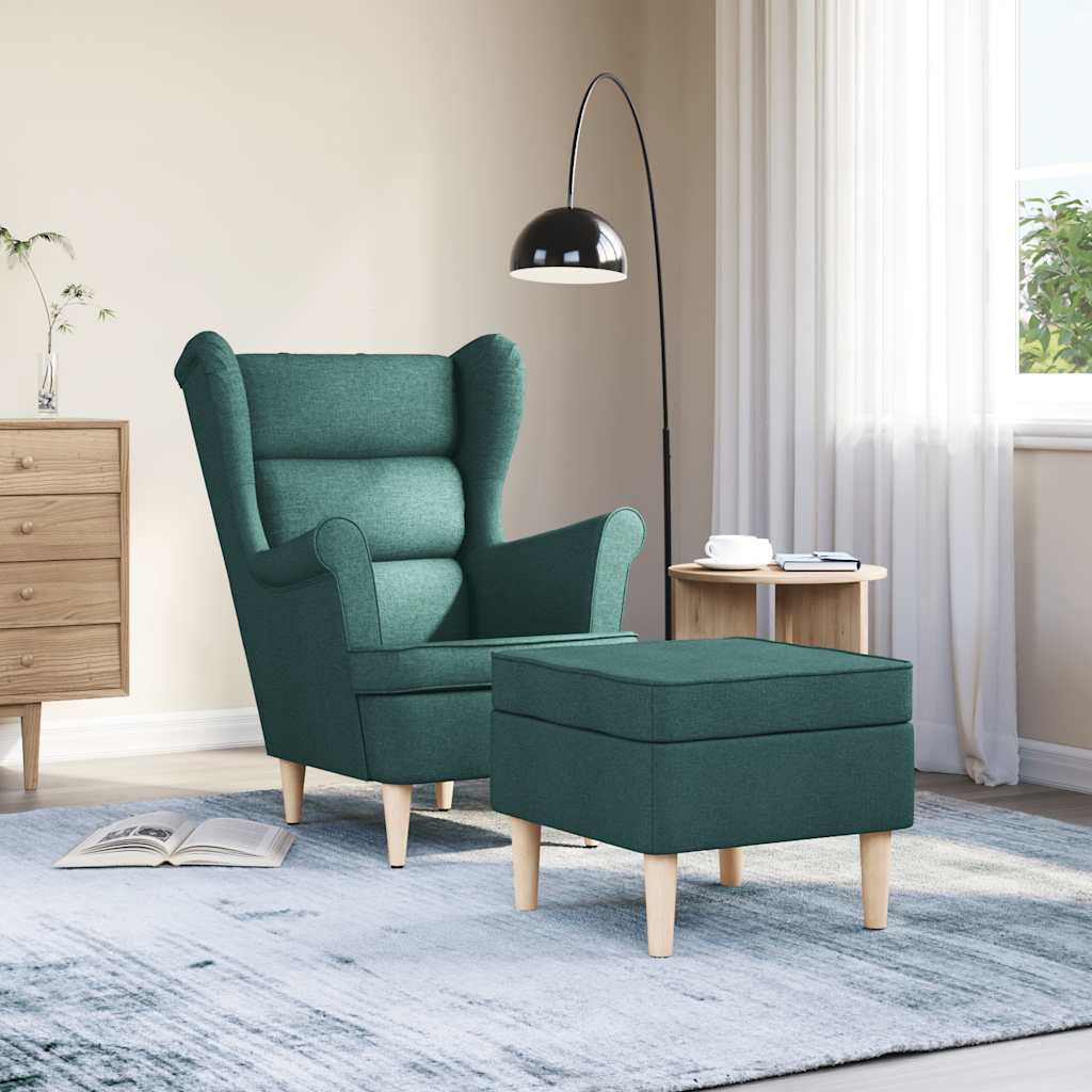 Fauteuil met voetenbankje stof donkergroen is nu te koop bij PeponiXL, paradijselijk wonen!