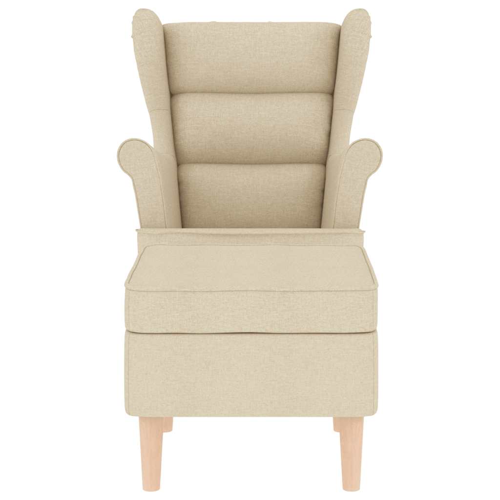 Fauteuil met voetenbankje stof crèmekleurig is nu te koop bij PeponiXL, paradijselijk wonen!