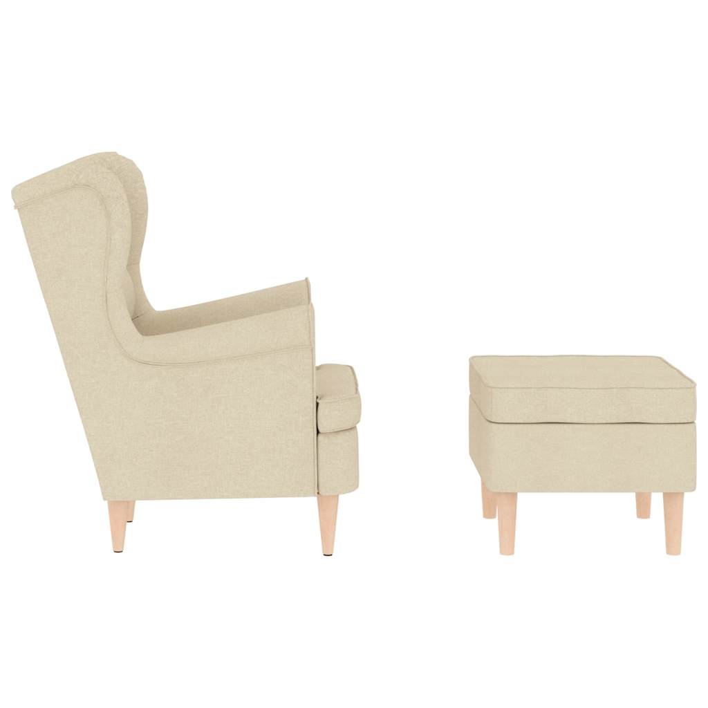 Fauteuil met voetenbankje stof crèmekleurig is nu te koop bij PeponiXL, paradijselijk wonen!