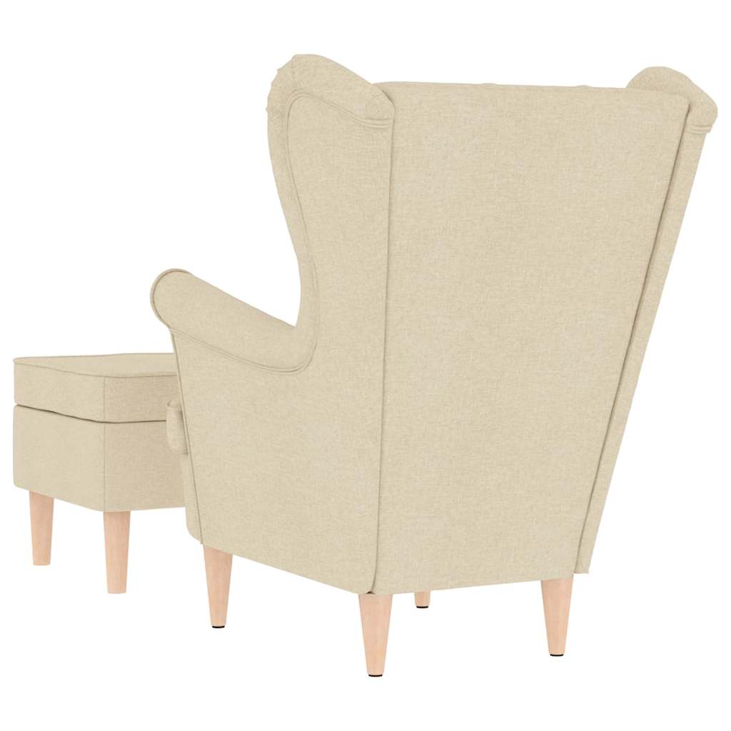 Fauteuil met voetenbankje stof crèmekleurig is nu te koop bij PeponiXL, paradijselijk wonen!
