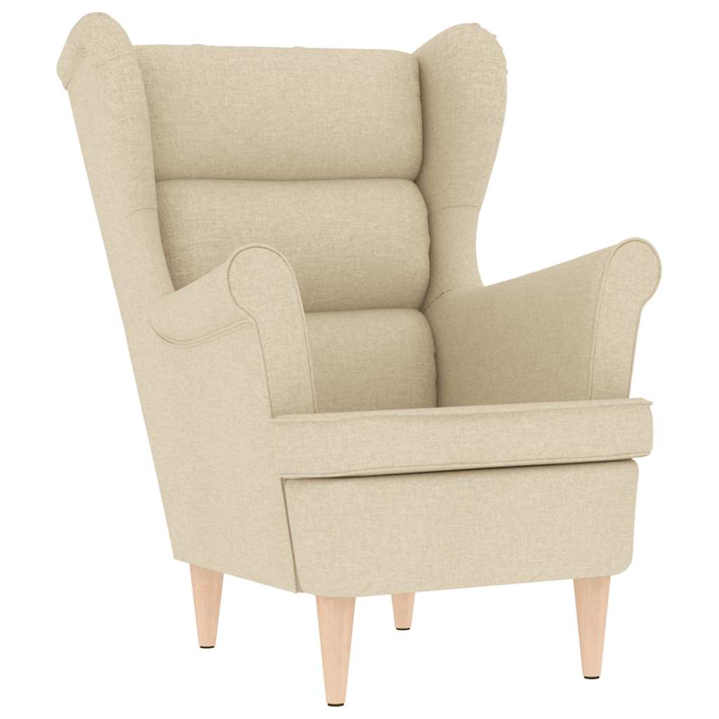 Fauteuil met voetenbankje stof crèmekleurig is nu te koop bij PeponiXL, paradijselijk wonen!