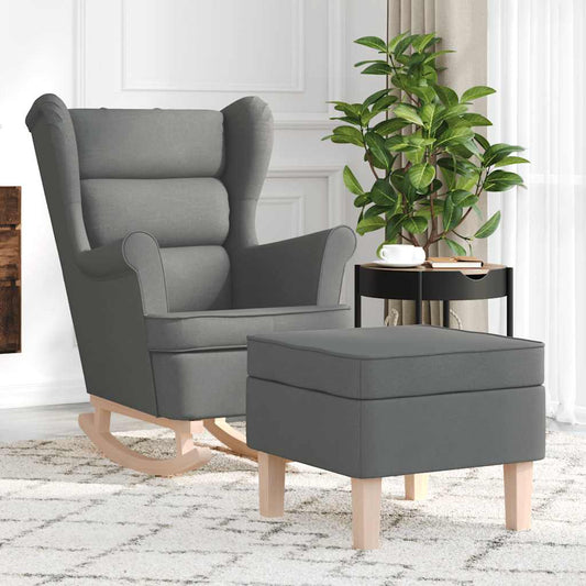 Schommelstoel met voetenbank stof donkergrijs is nu te koop bij PeponiXL, paradijselijk wonen!