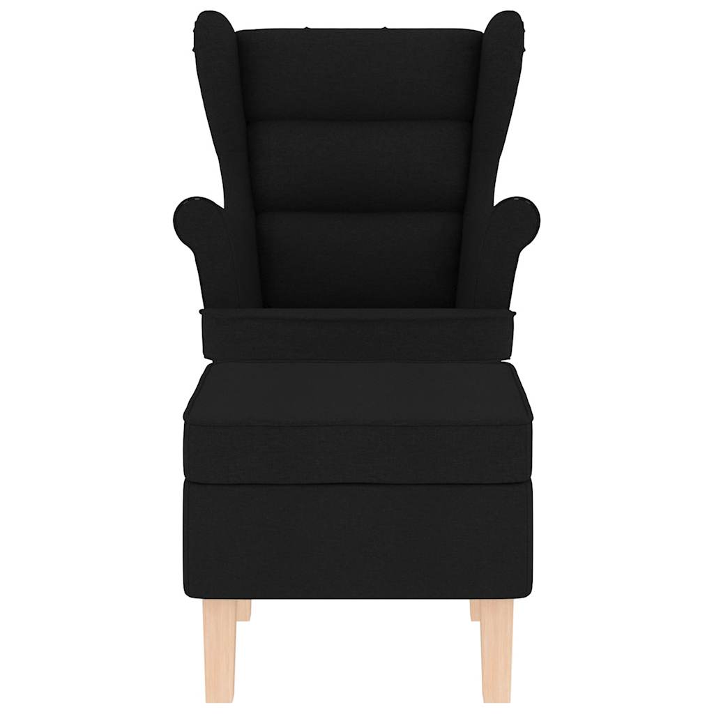 Schommelstoel met voetenbank stof zwart is nu te koop bij PeponiXL, paradijselijk wonen!