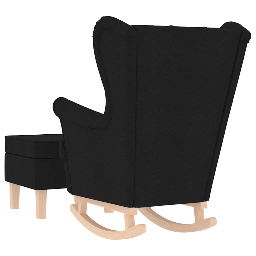 Schommelstoel met voetenbank stof zwart is nu te koop bij PeponiXL, paradijselijk wonen!