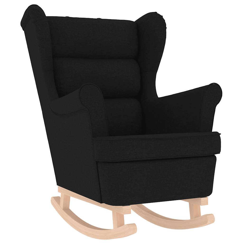Schommelstoel met voetenbank stof zwart is nu te koop bij PeponiXL, paradijselijk wonen!