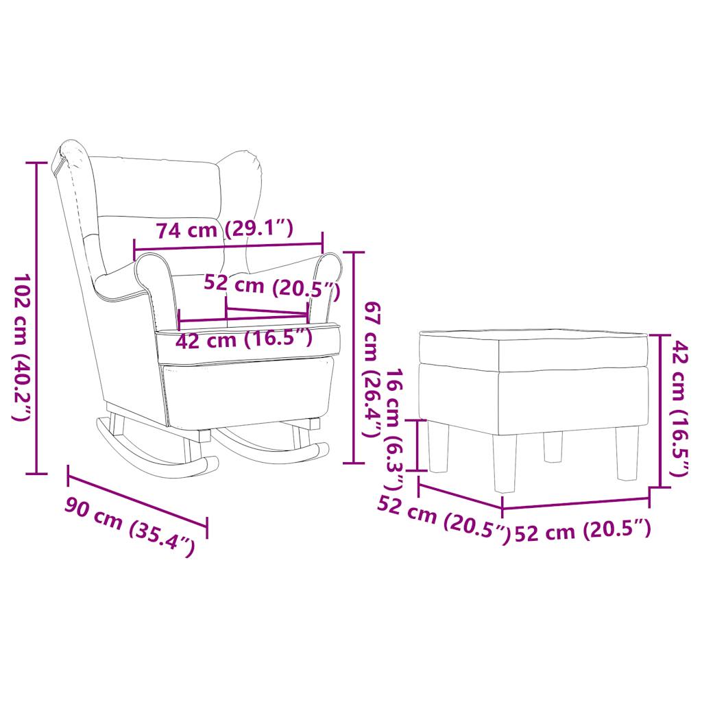 Schommelstoel met voetenbank stof zwart is nu te koop bij PeponiXL, paradijselijk wonen!