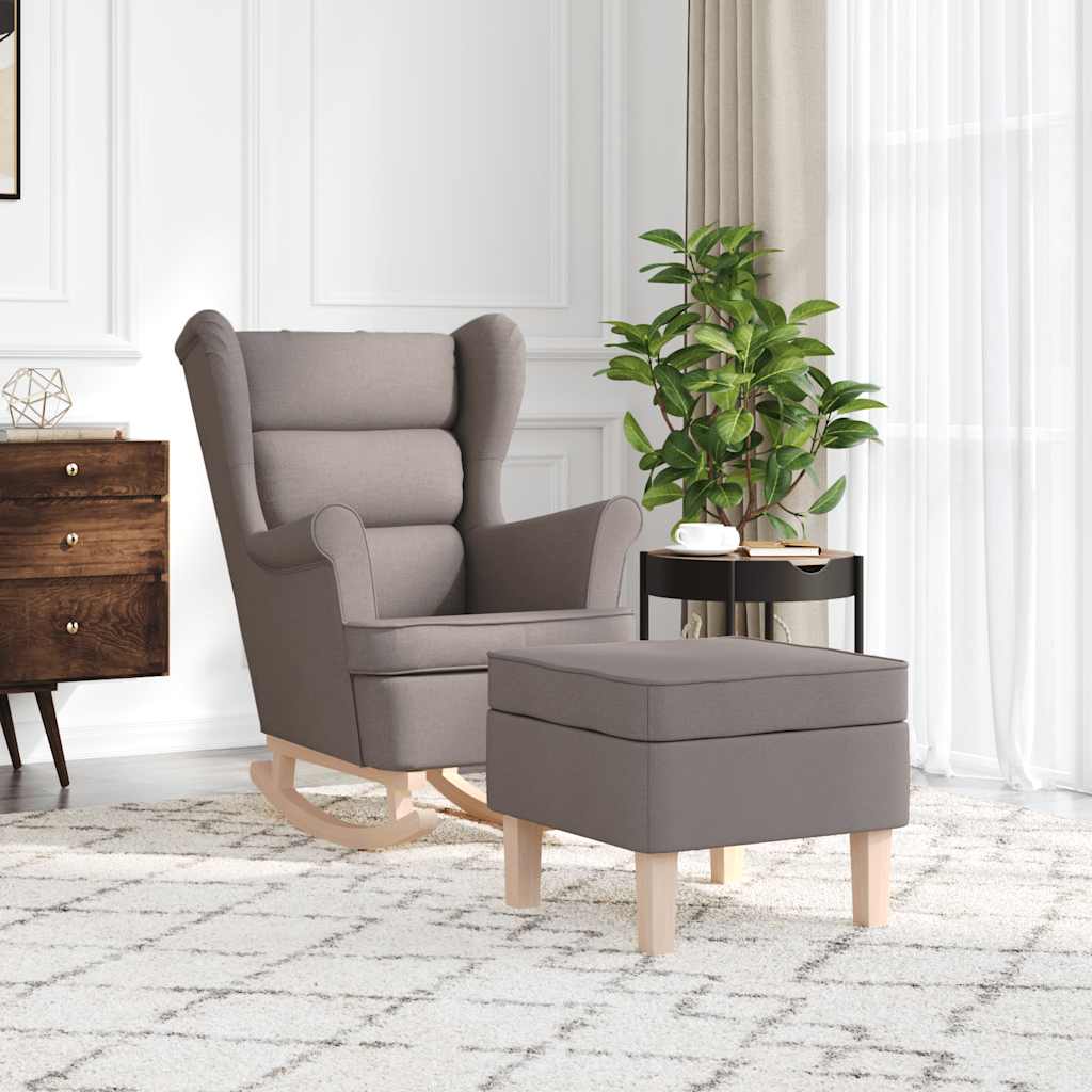 Schommelstoel met voetenbank stof taupe is nu te koop bij PeponiXL, paradijselijk wonen!