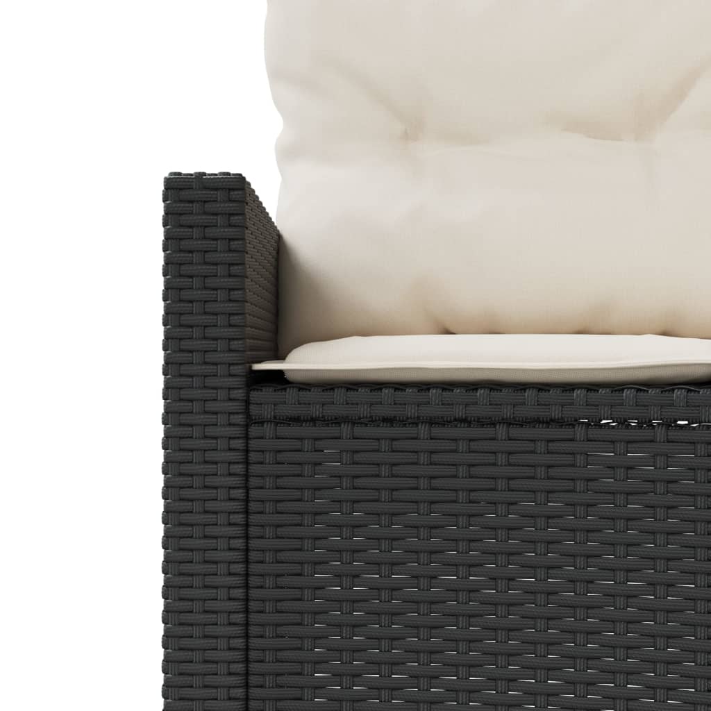Tuinbank met kussens halfrond poly rattan zwart is nu te koop bij PeponiXL, paradijselijk wonen!