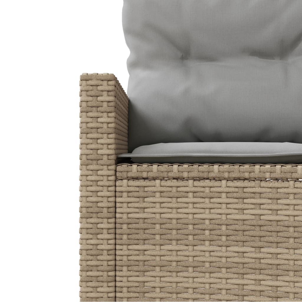 Tuinbank met tafel en kussens halfrond poly rattan beige is nu te koop bij PeponiXL, paradijselijk wonen!