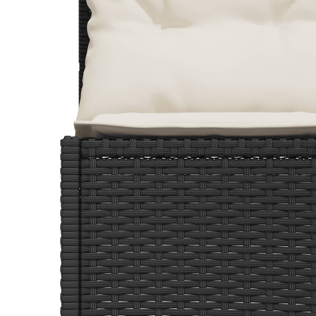 Tuinbank met kussens halfrond poly rattan zwart is nu te koop bij PeponiXL, paradijselijk wonen!