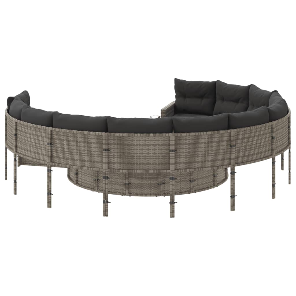 Tuinbank met kussens rond poly rattan grijs is nu te koop bij PeponiXL, paradijselijk wonen!