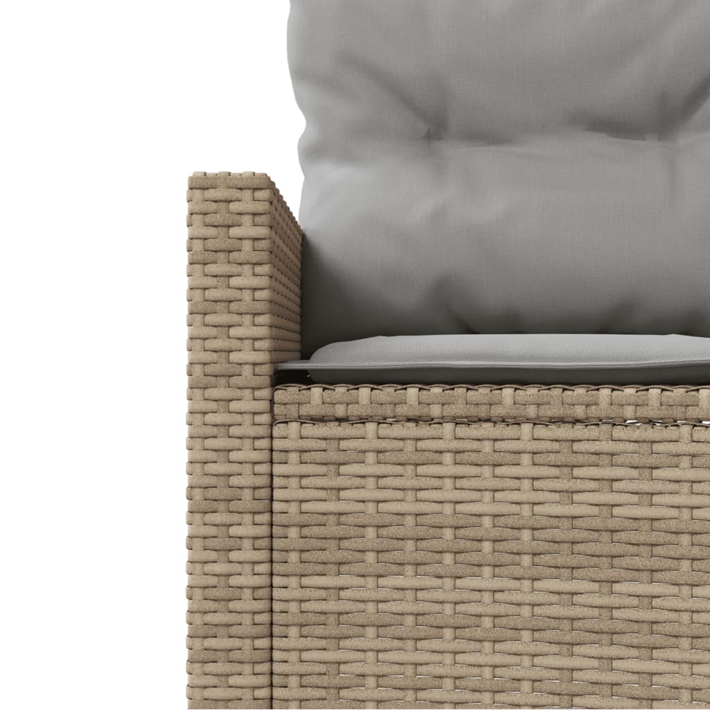 Tuinbank met tafel en kussens rond poly rattan beige is nu te koop bij PeponiXL, paradijselijk wonen!