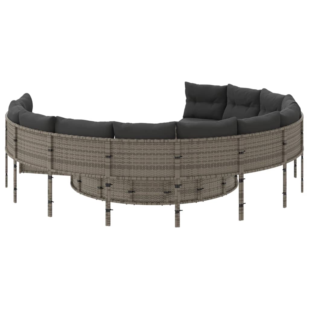Tuinbank met kussens rond poly rattan grijs is nu te koop bij PeponiXL, paradijselijk wonen!
