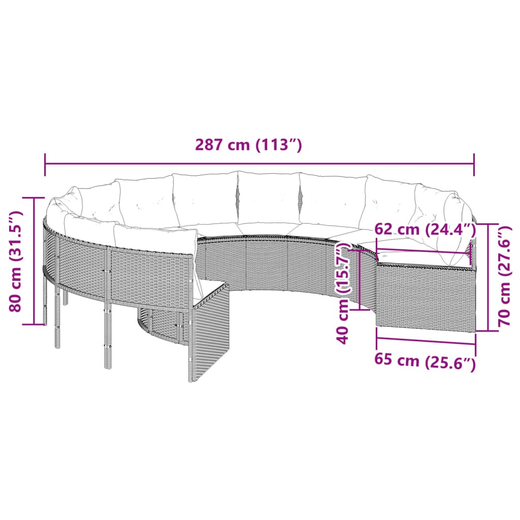 Tuinbank met kussens rond poly rattan beige is nu te koop bij PeponiXL, paradijselijk wonen!