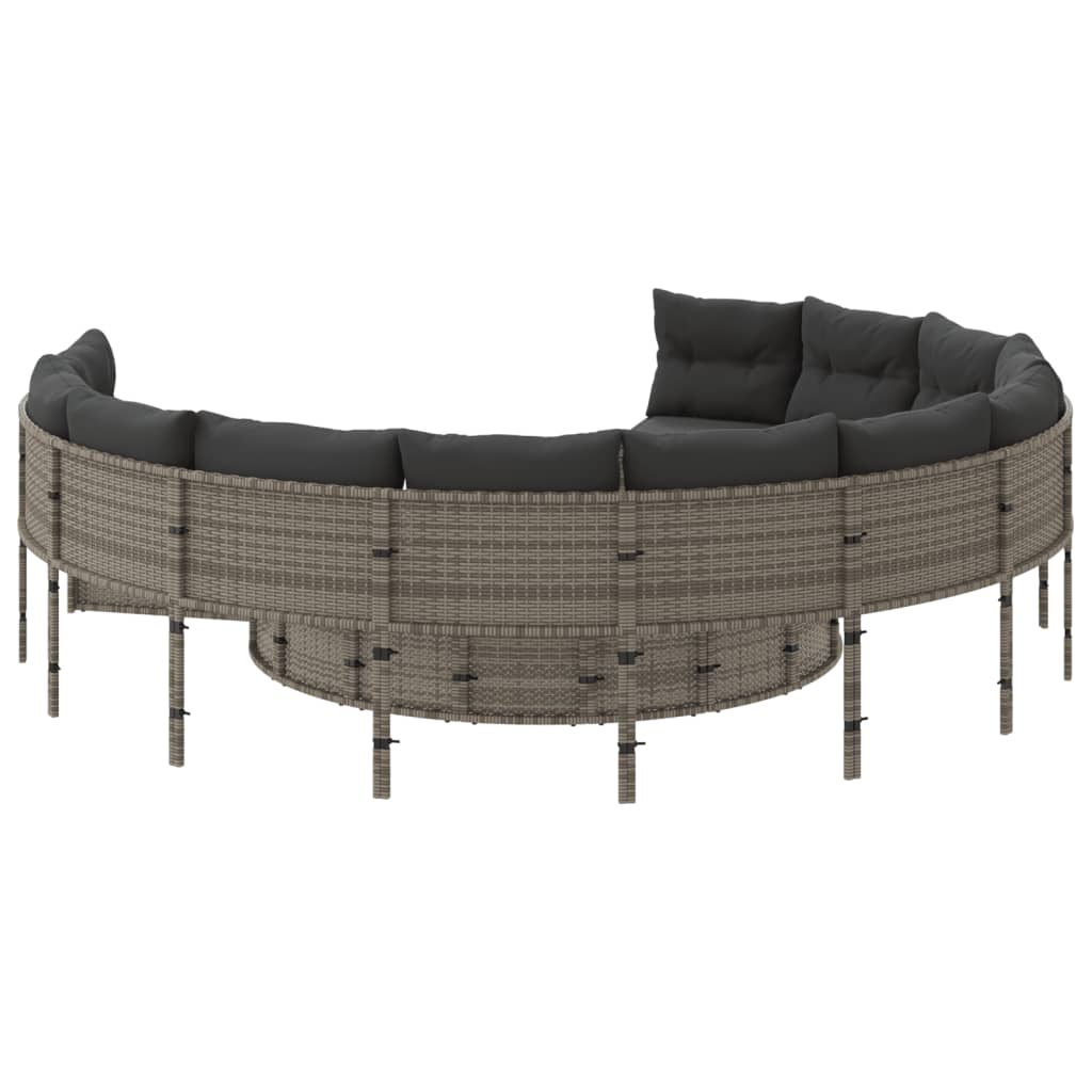 Tuinbank met tafel en kussens rond poly rattan grijs is nu te koop bij PeponiXL, paradijselijk wonen!