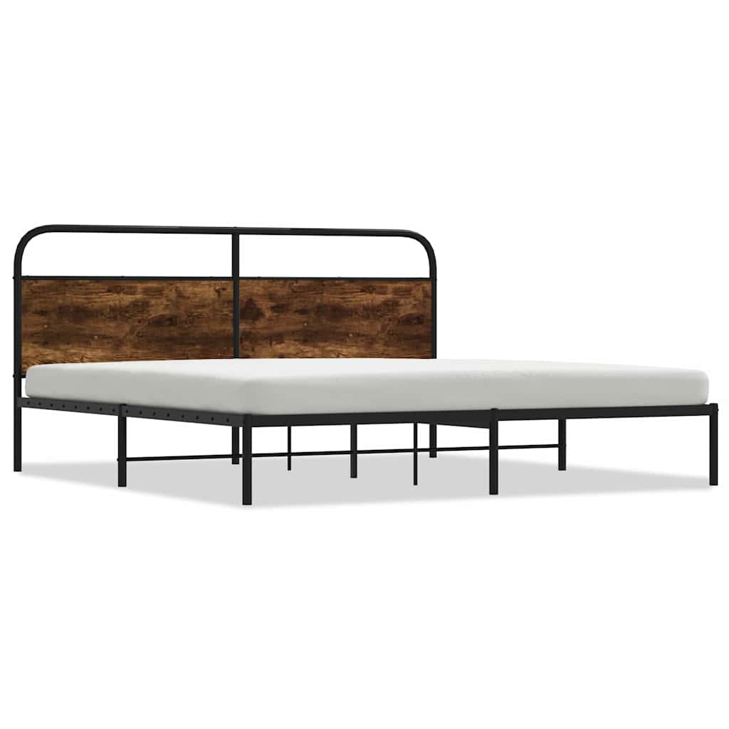 Bedframe zonder matras metaal gerookt eikenkleurig 180x200 cm is nu te koop bij PeponiXL, paradijselijk wonen!