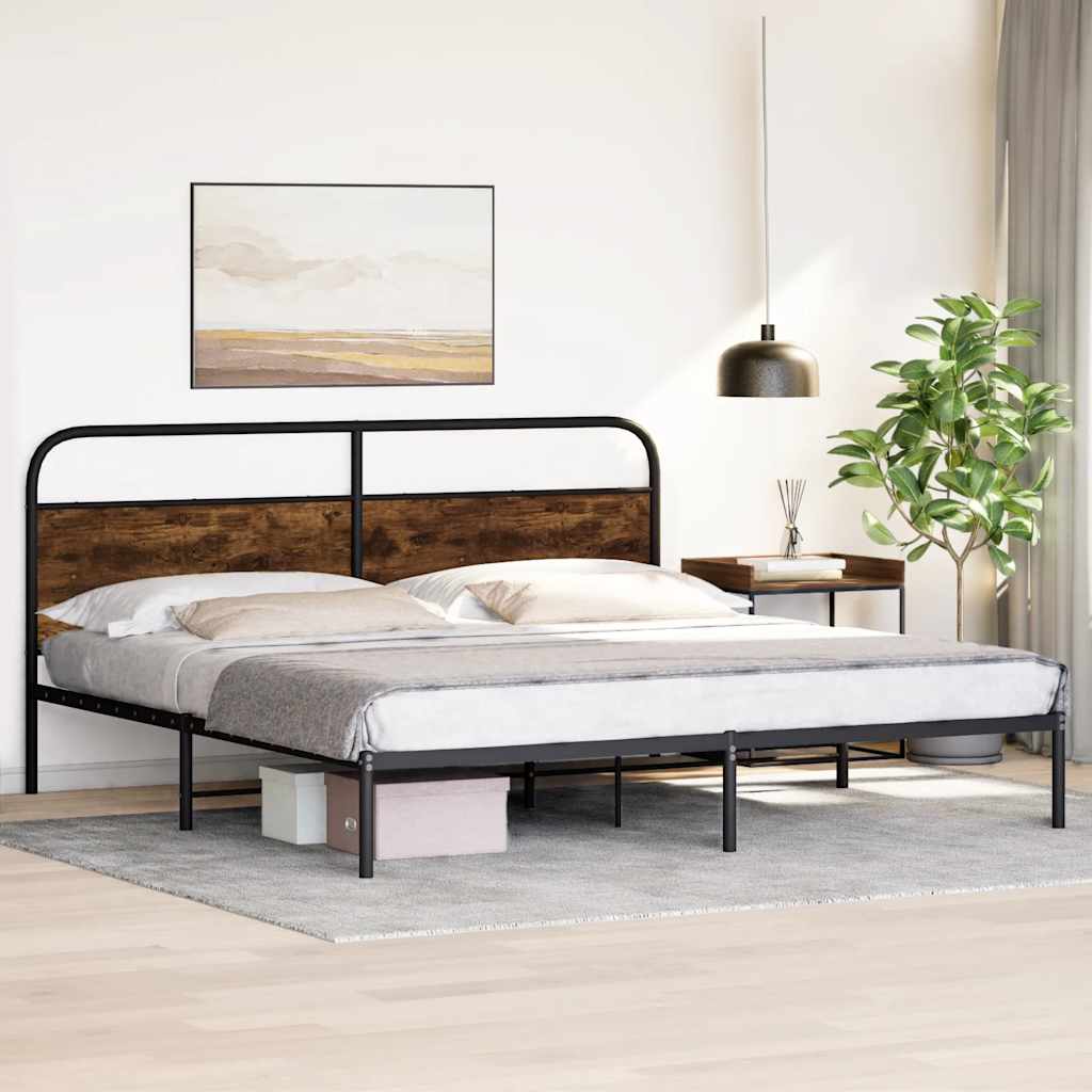 Bedframe zonder matras metaal gerookt eikenkleurig 180x200 cm is nu te koop bij PeponiXL, paradijselijk wonen!