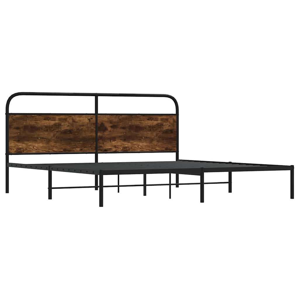 Bedframe zonder matras metaal gerookt eikenkleurig 193x203 cm is nu te koop bij PeponiXL, paradijselijk wonen!