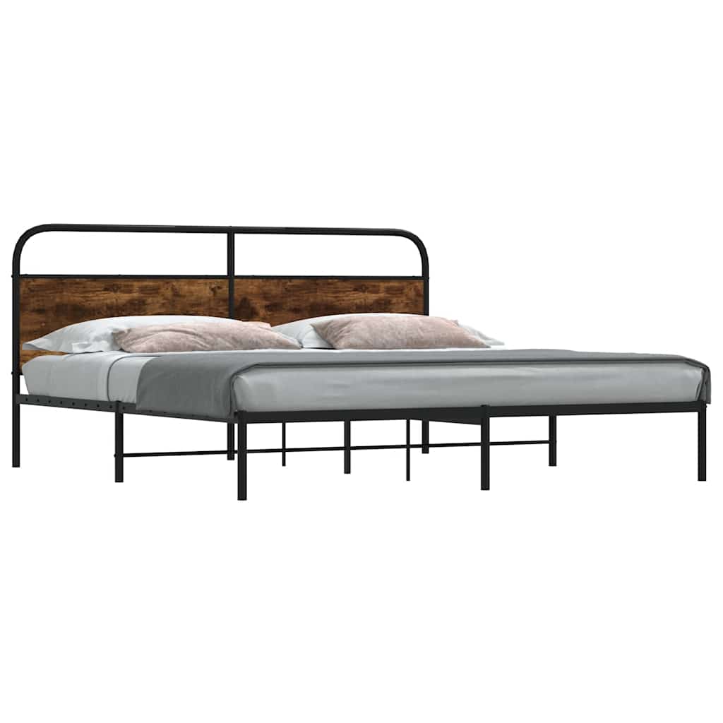 Bedframe zonder matras metaal gerookt eikenkleurig 193x203 cm is nu te koop bij PeponiXL, paradijselijk wonen!