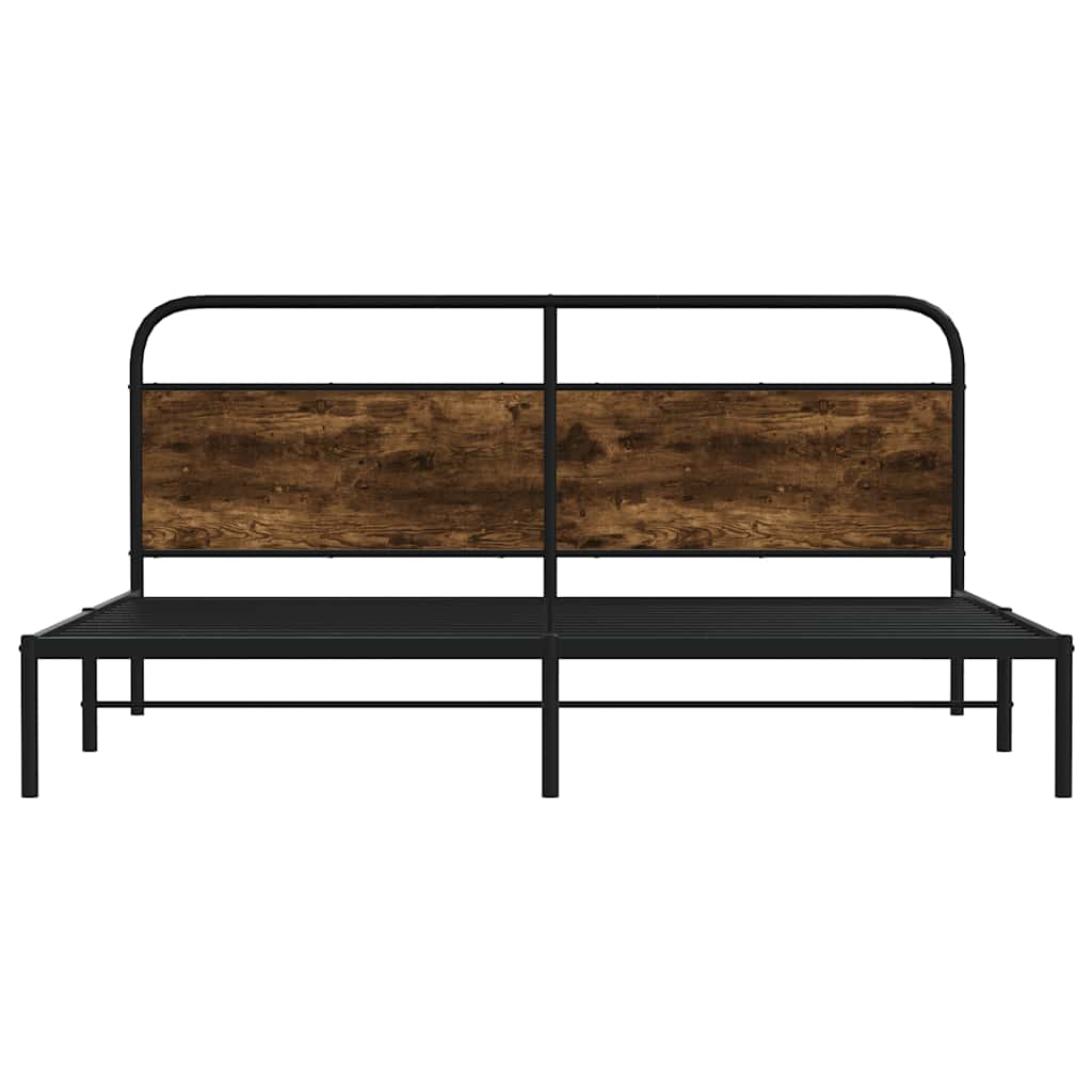 Bedframe zonder matras metaal gerookt eikenkleurig 200x200 cm is nu te koop bij PeponiXL, paradijselijk wonen!