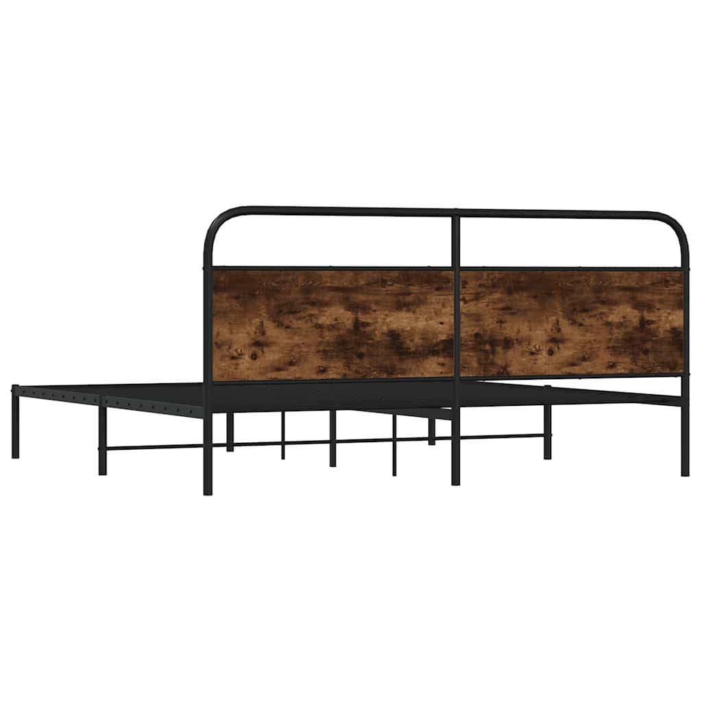 Bedframe zonder matras metaal gerookt eikenkleurig 200x200 cm is nu te koop bij PeponiXL, paradijselijk wonen!