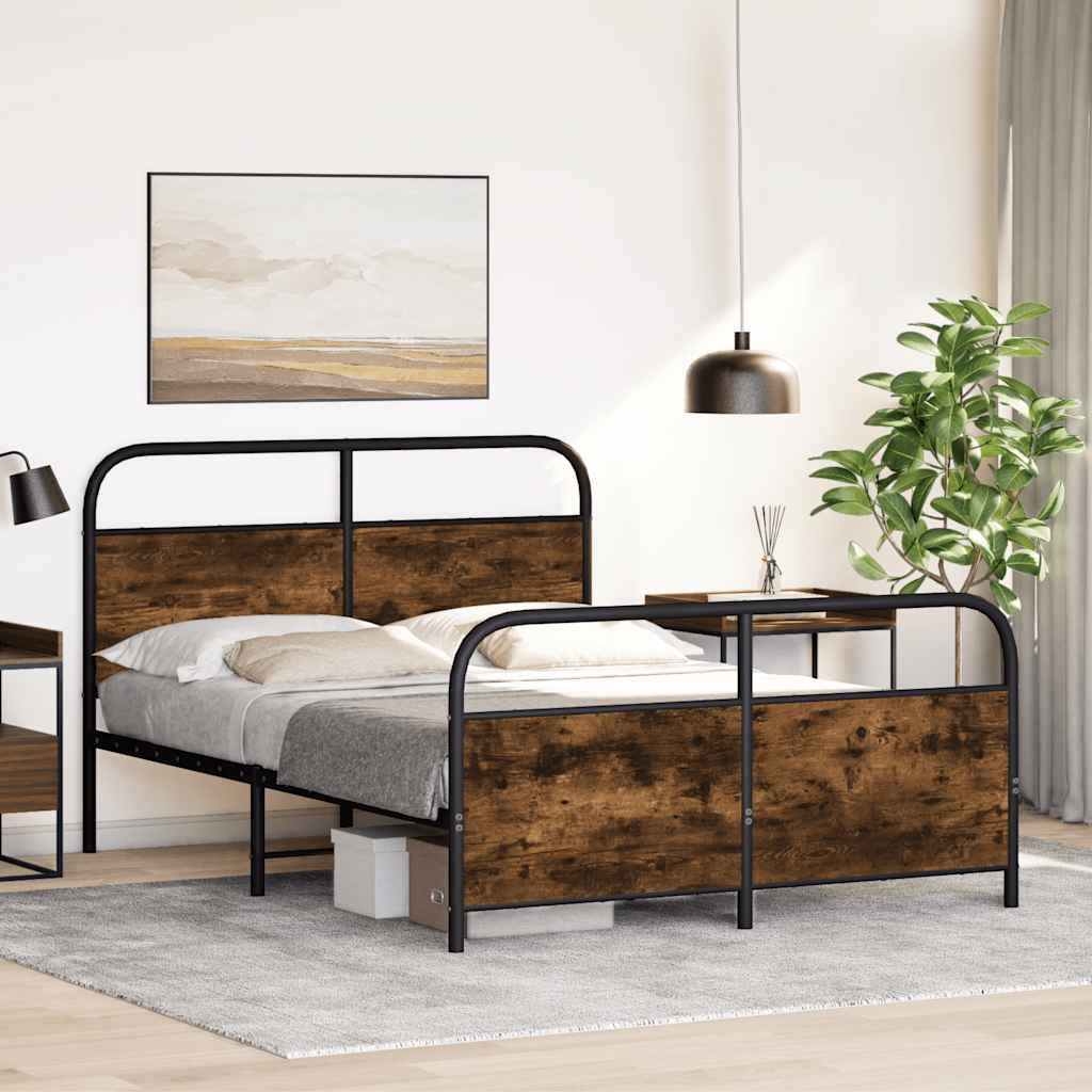 Bedframe zonder matras metaal gerookt eikenkleurig 140x190 cm is nu te koop bij PeponiXL, paradijselijk wonen!