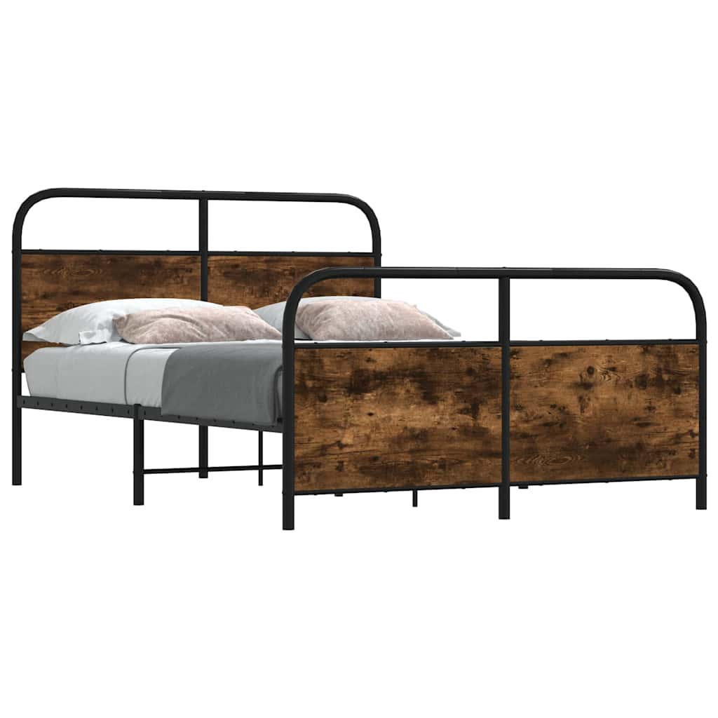 Bedframe zonder matras metaal gerookt eikenkleurig 140x200 cm is nu te koop bij PeponiXL, paradijselijk wonen!