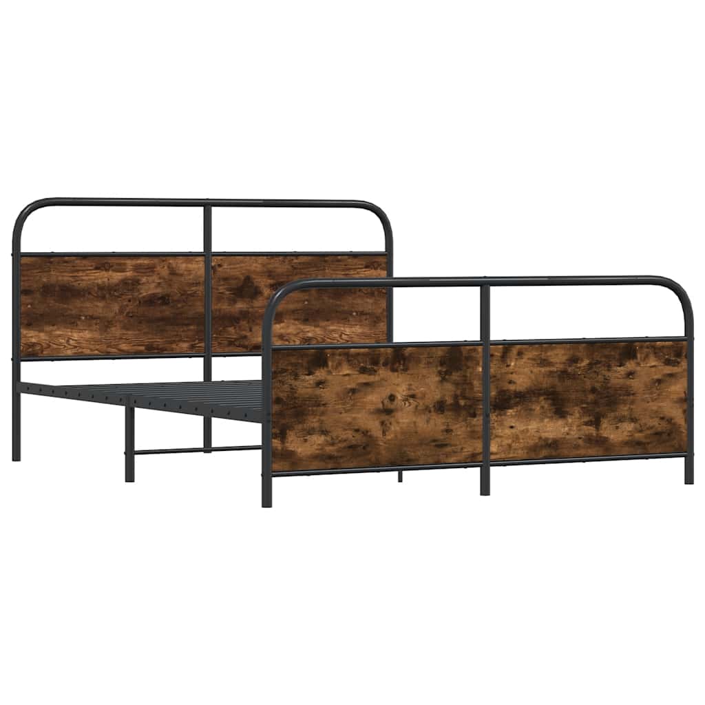 Bedframe zonder matras metaal gerookt eikenkleurig 150x200 cm is nu te koop bij PeponiXL, paradijselijk wonen!