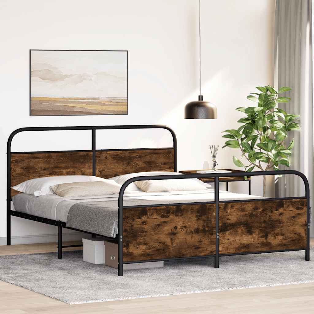Bedframe zonder matras metaal gerookt eikenkleurig 160x200 cm is nu te koop bij PeponiXL, paradijselijk wonen!