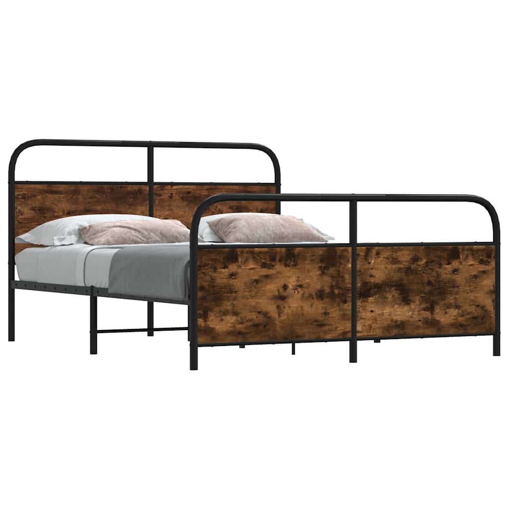 Bedframe zonder matras metaal gerookt eikenkleurig 193x203 cm is nu te koop bij PeponiXL, paradijselijk wonen!