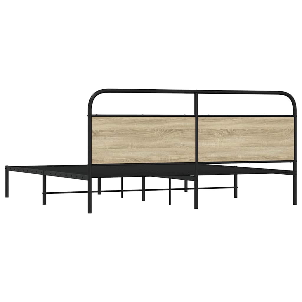 Bedframe zonder matras metaal sonoma eikenkleurig 180x200 cm is nu te koop bij PeponiXL, paradijselijk wonen!